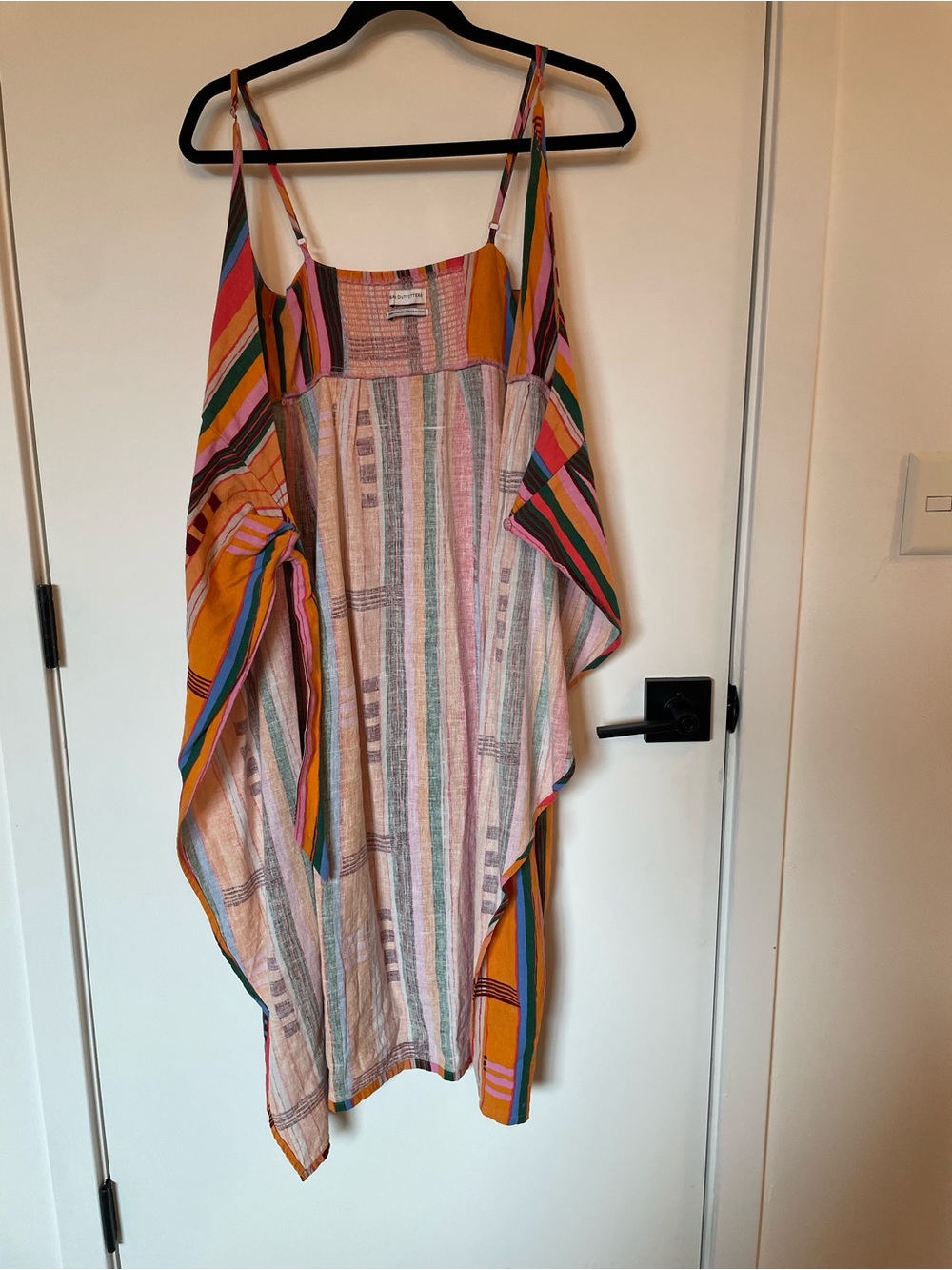Urban Outfitters Flashing Lights Striped Wrap Midi Dress Linen XS - Picture 4 of 9